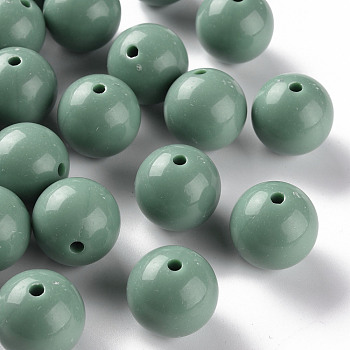 Opaque Acrylic Beads, Round, Cadet Blue, 20x19mm, Hole: 3mm, about 111pcs/500g