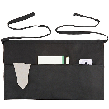 Polyester Waiter Aprons with 3 Pockets, Half Apron for Women Men, Black, 337x596x3mm