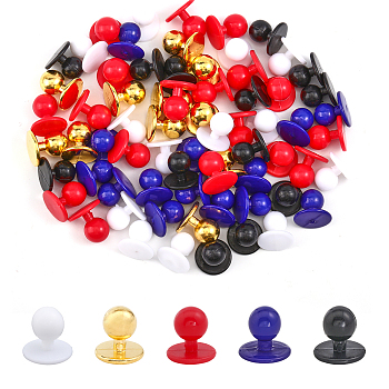 100Pcs 5 Colors Plastic Buttons, 1-Hole, Chess Shape, for Chef Clothes, Mixed Color, 18x18.5mm, 20pcs/color