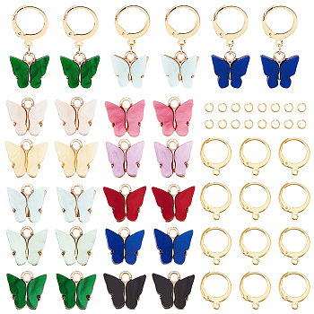AHADERMAKER DIY Butterfly Drop Earring Making Kit, Including Acrylic Pendants, 304 Stainless Steel Leverback Earring Findings & Jump Rings, Mixed Color, 60Pcs/box