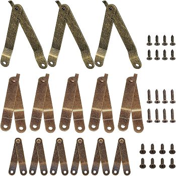 Iron Hinge, with Screw, Jewelry Box Accessories, Antique Bronze, 18sets/box