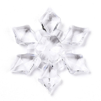 Transparent Acrylic Connector Charms, Snowflake, Clear, 61.5x53.5x8mm, Hole: 2mm, about 74pcs/500g