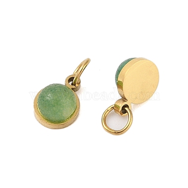 Ion Plating(IP) Natural Green Aventurine Half Round Charms with Jump Ring(STAS-A097-05G-08)-2