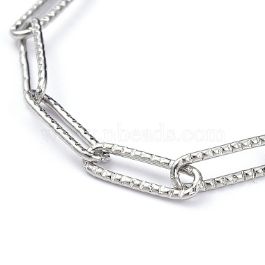 304 Stainless Steel Textured Paperclip Chain Bracelets(X-BJEW-JB05112)-2