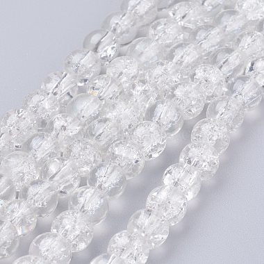 6mm Clear Round Crackle Glass Beads