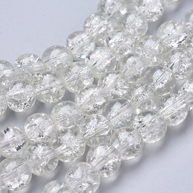 8mm Clear Round Crackle Glass Beads