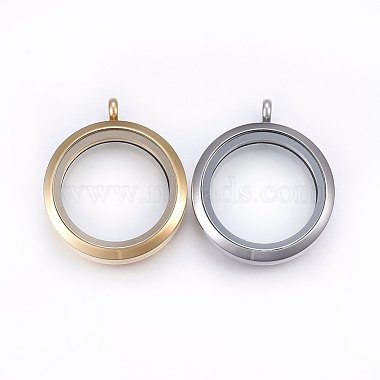 Mixed Color Clear Flat Round Stainless Steel Pendants
