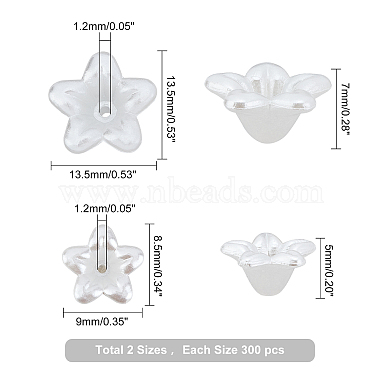 600Pcs 2 Style Flower ABS Plastic Imitation Pearl Bead Caps(OACR-FH0001-032)-2