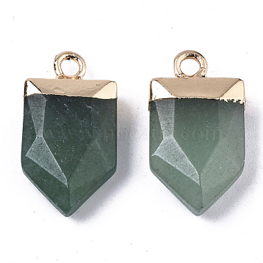 Natural Green Aventurine Pointed Pendants(G-N326-34H)-2