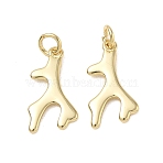 Brass Pendants, Deer Antler Charms, Cadmium Free & Lead Free, Rack Plating, Long-Lasting Plated, Real 18K Gold Plated, 19.5x10.5x1.5mm, Hole: 3.5mm(KK-CBA9234-02G)
