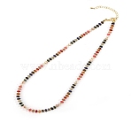 Colorful Natural Mixed Stone Rondelle Beaded Necklaces for Summer Beach Style, Golden, 16.54 inch(42cm)(CL7611-2)