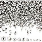 1050Pcs 5 Styles Round 304 & 316 Surgical Stainless Steel Spacer Beads, Stainless Steel Color, 3~8mm, Hole: 1~2.5mm(STAS-NB0001-52)
