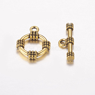 Tibetan Style Alloy Toggle Clasps, Lead Free & Cadmium Free, Ring, Antique Golden, Ring: 19x15mm, Bar: 20x3mm, Hole: 2mm, 2Pcs/set(GLF0141Y)