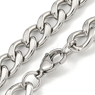 Non-Tarnish 201 Stainless Steel Cuban Link Chain Necklaces for Women and Men, Stainless Steel Color, 23.82 inch(60.5cm)(NJEW-F322-03P-04)