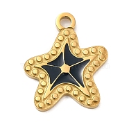 Ion Plating(IP) 304 Stainless Steel Enamel Pendants, Laser Cut, Star Charm, Real 18K Gold Plated, 16x13.5x1.5mm, Hole: 1.8mm(STAS-Q301-03G)