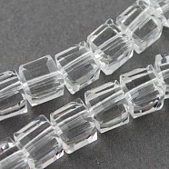 Glass Bead Strands, Faceted, Cube, Clear, 6x6x6mm, Hole: 1mm, about 100pcs/strand, 22 inch(GLAA-R041-6x6mm-24)