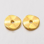 Tibetan Style Alloy Wavy Spacer Beads, Flat Round, Golden, Lead Free & Cadmium Free & Nickel Free, 10x1mm, Hole: 2mm(X-K0NWF012)