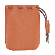 Leather Drawstring Wallets, Change Purse, Small Storage Bag for Earphone, Coin, Jewelry, Chocolate, 11.45x9.1x0.8cm(AJEW-WH0307-67C)