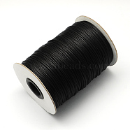 Korean Waxed Polyester Cords, Black, 3mm, about 43.74 yards(40m)/roll(YC-Q002-3mm-101)