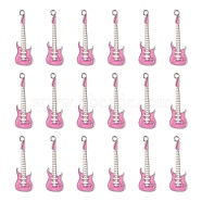 Alloy Enamel Big Pendants, Lead Free and Cadmium Free, Guitar, Platinum, Pink, about 62mm long, 18.5mm wide, 2mm, thick, hole: 3mm(X-EA822Y-2)