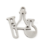 201 Stainless Steel Pendants, Hollow, Lab Supplies, Stainless Steel Color, 15x15x1mm, Hole: 1.4mm(STAS-D190-01P)