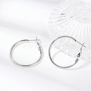 Tarnish Resistant 201 Stainless Steel Hoop Earrings, Hypoallergenic Earrings, Ring Shape, Stainless Steel Color, 12 Gauge, 33x30x2mm, Pin: 1mm(EJEW-F188-24P-A)