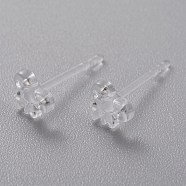 Eco-Friendly Plastic Stud Earrings, Bowknot, Clear, 4.5x5x2mm, Pin: 0.8mm(EJEW-H120-01A)