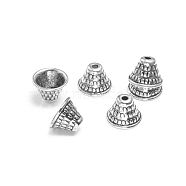 CCB Plastic Bead Cones, Apetalous, Antique Silver, 14x10mm, Hole: 2.5mm, Inner Diameter: 11mm(CCB-J029-01AS)
