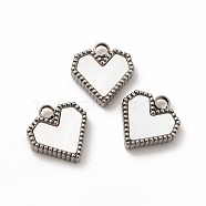 304 Stainless Steel Heart Charms, with White Shell, Stainless Steel Color, 12x11x3mm, Hole: 2mm(STAS-A076-07P)