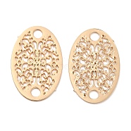 Long-Lasting Plated Brass Connector Charms, Hollow Oval Links, Light Gold, 13x8.5x0.3mm, Hole: 1.5mm(KK-K336-12KCG)