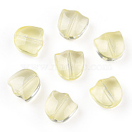 Spray Painted Transparent Glass Beads, Tulip Flower, Light Goldenrod Yellow, 9x9x5.5mm, Hole: 1mm(GLAA-T022-26-A04)