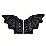 Halloween Imitation Leather Shoe Buckle for DIY Shoe Accessory, Wings, Black, 72x72mm(PW-WG14EA0-01)