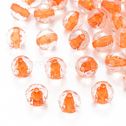 Transparent Acrylic Beads, Round, Faceted, Orange, 12x11.5mm, Hole: 1.8mm, about 550pcs/500g(TACR-S154-10A-84)