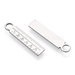 304 Stainless Steel Pendants, Manual Polishing, Ruler Charm, Stainless Steel Color, 23.5x4.5x1mm, Hole: 2.5mm(STAS-T064-35P)