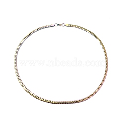 304 Stainless Steel Cuban Link Chain Necklace for Men Women, Rainbow Color, 23.62 inch(60cm)(NJEW-E093-01MC-01)