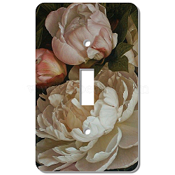 CREATCABIN 2Pcs Acrylic Light Switch Plate Outlet Covers, with Iron Screws, Wall Switch Plates Decoration, Rectangle, Peony Pattern, 115x70mm, Hole: 5mm & 25x10mm(DIY-CN0001-93K)
