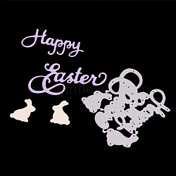 Word Happy Easter Frame Carbon Steel Cutting Dies Stencils, for DIY Scrapbooking/Photo Album, Decorative Embossing DIY Paper Card, Matte Platinum, 8.1x6.5x0.08cm(DIY-F028-03)