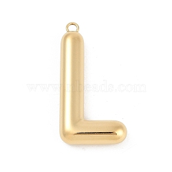 304 Stainless Steel Pendants, Ion Plating(IP), Letter Charm, Letter L, 38x19x6.5mm, hole: 2.1mm(STAS-I325-146G-L)