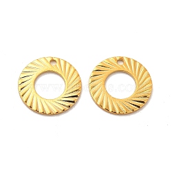 201 Stainless Steel Pendants, Round Ring Charm, Real 24K Gold Plated, 13x0.5mm, Hole: 1.2mm(STAS-P320-22B-G)