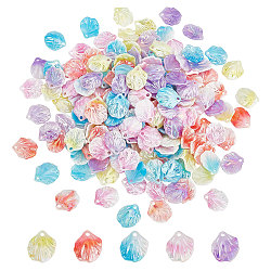 200Pcs 5 Colors Plastic Beads, Petaline, Mixed Color, 18x15x3mm, Hole: 2mm(KY-GA0001-12)