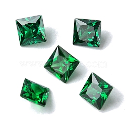 Cubic Zirconia Cabochons, Point Back, Square, Green, 6x6x3mm(ZIRC-P116-01A-02)