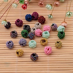 Handmade Cord Woven Beads, Round, Mixed Color, 8x6.5mm, Hole: 4mm(WOVE-P001-01)