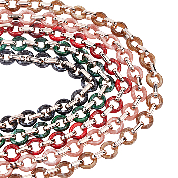 Gorgecraft Transparent Acrylic Handmade Cable Chain, Flat Oval, Mixed Color, 18.5x11.5x4.5mm and 20x18x8mm, 5strands/set