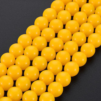 Glass Beads Strands, Imitation Jade, Round, Gold, 8mm, Hole: 1.2mm, about 50~51pcs/strand, 15.35 inch(39cm)