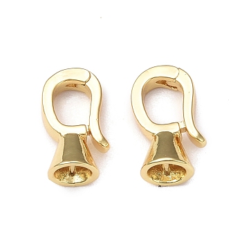 Rack Plating Brass Fold Over Clasps, Cadmium Free & Lead Free, Long-Lasting Plated, Real 18K Gold Plated, 12.5x7x5.5mm, Hole: 5.5x4mm