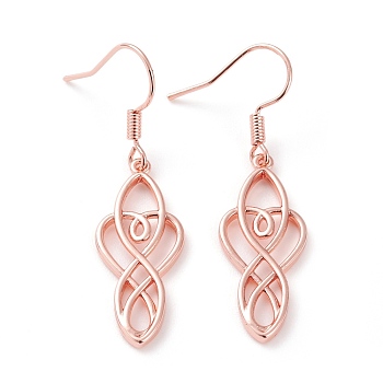 Brass Dangle Earrings, Trinity Knot/Triquetra, Rose Gold, 40mm, Pin: 0.6mm