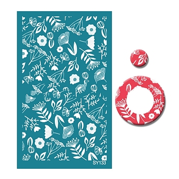 Polyester Silk Screen Printing Stencil, Reusable Polymer Clay Silkscreen Tool, for DIY Polymer Clay Earrings Making, Flower, 15x9cm