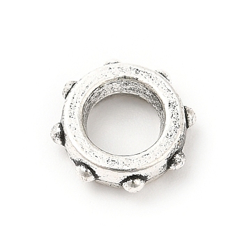 Tibetan Style Alloy European Beads, Large Hole Beads, Rondelle, Antique Silver, 8~9.5x3mm, Hole: 5mm, about 781pcs/500g