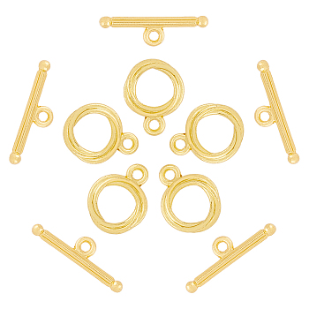 50 Sets Alloy Ring Toggle Clasps, Jewelry Making Findings, Golden, Ring: 17x13x2mm, Hole: 2mm, Bar: 24x7x2mm, Hole: 2mm
