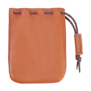 Leather Drawstring Wallets, Change Purse, Small Storage Bag for Earphone, Coin, Jewelry, Chocolate, 11.45x9.1x0.8cm